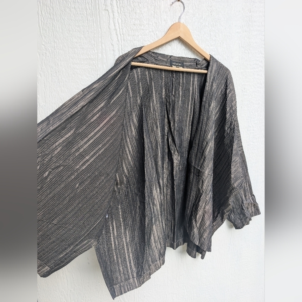 Vintage Eskandar Neiman Marcus Silk Blend Crinkle Cropped Duster Size 0 - Picture 6 of 13